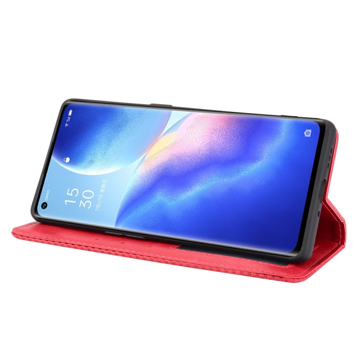 For OPPO Reno5 Pro Plus / Find X3 Neo Magnetic Buckle Retro Crazy Horse Texture Horizontal Flip Leather Case with Holder & Card Slots & Photo Frame