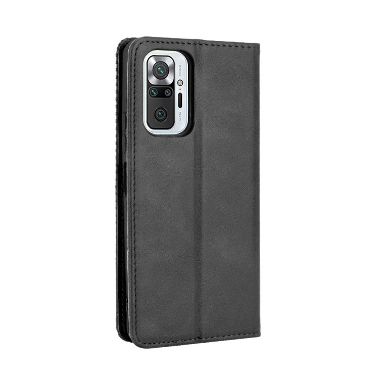 For Xiaomi Redmi Note 10 Pro/Note 10 Pro Max 4G Magnetic Buckle Retro Crazy Horse Texture Horizontal Flip Leather Case with Holder & Card Slots & Photo Frame