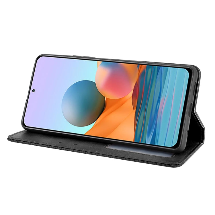 For Xiaomi Redmi Note 10 Pro/Note 10 Pro Max 4G Magnetic Buckle Retro Crazy Horse Texture Horizontal Flip Leather Case with Holder & Card Slots & Photo Frame