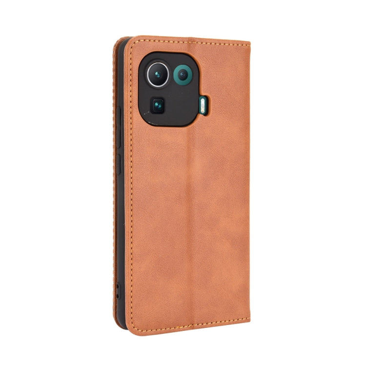 For Xiaomi Mi 11 Pro Magnetic Buckle Retro Crazy Horse Texture Horizontal Flip Leather Case with Holder & Card Slots & Photo Frame