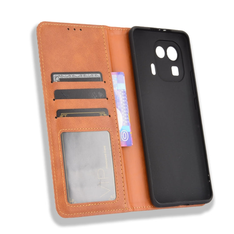 For Xiaomi Mi 11 Pro Magnetic Buckle Retro Crazy Horse Texture Horizontal Flip Leather Case with Holder & Card Slots & Photo Frame
