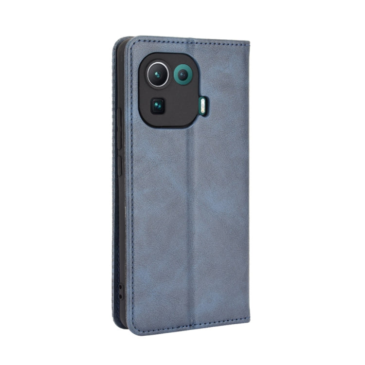 For Xiaomi Mi 11 Pro Magnetic Buckle Retro Crazy Horse Texture Horizontal Flip Leather Case with Holder & Card Slots & Photo Frame