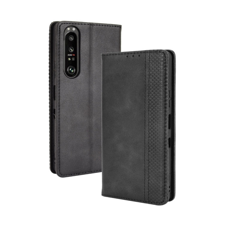 For Sony Xperia 1 III Magnetic Buckle Retro Crazy Horse Texture Horizontal Flip Leather Case with Holder & Card Slots & Photo Frame