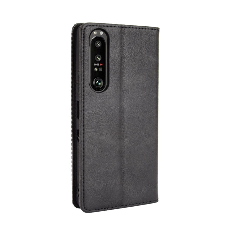 For Sony Xperia 1 III Magnetic Buckle Retro Crazy Horse Texture Horizontal Flip Leather Case with Holder & Card Slots & Photo Frame