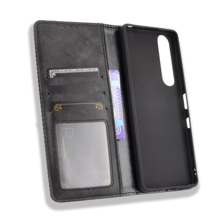 For Sony Xperia 1 III Magnetic Buckle Retro Crazy Horse Texture Horizontal Flip Leather Case with Holder & Card Slots & Photo Frame