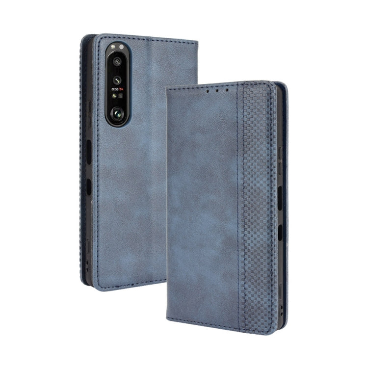 For Sony Xperia 1 III Magnetic Buckle Retro Crazy Horse Texture Horizontal Flip Leather Case with Holder & Card Slots & Photo Frame