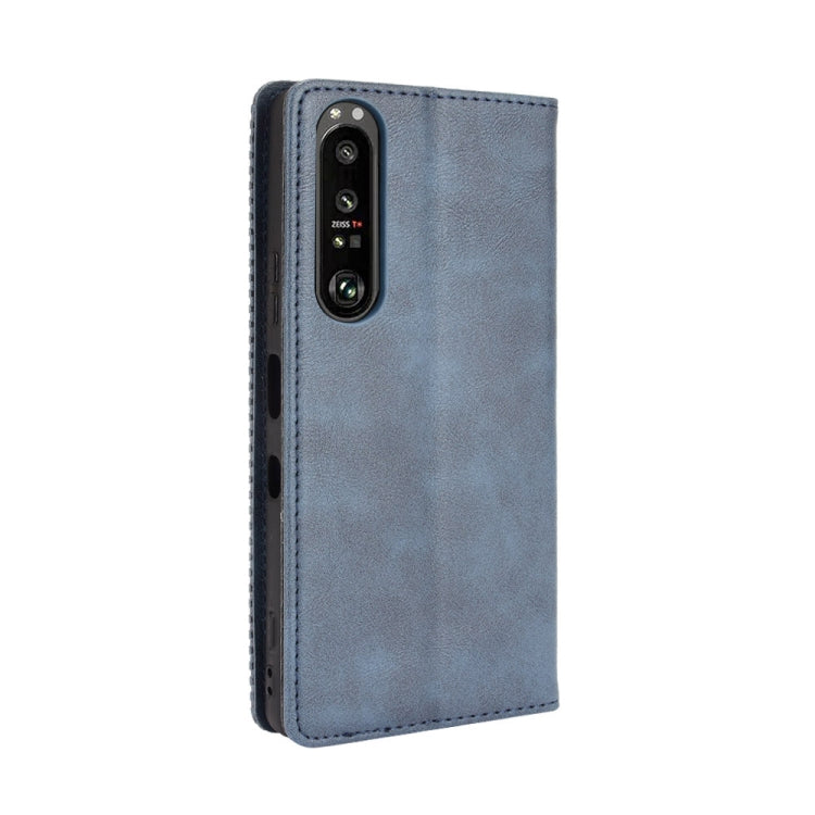 For Sony Xperia 1 III Magnetic Buckle Retro Crazy Horse Texture Horizontal Flip Leather Case with Holder & Card Slots & Photo Frame