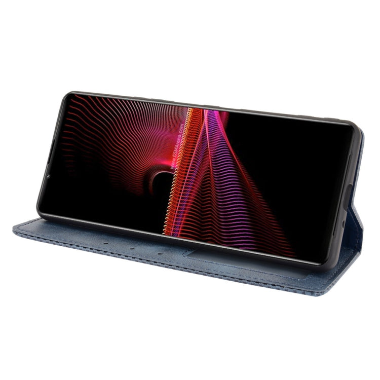 For Sony Xperia 1 III Magnetic Buckle Retro Crazy Horse Texture Horizontal Flip Leather Case with Holder & Card Slots & Photo Frame