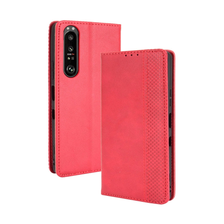 For Sony Xperia 1 III Magnetic Buckle Retro Crazy Horse Texture Horizontal Flip Leather Case with Holder & Card Slots & Photo Frame