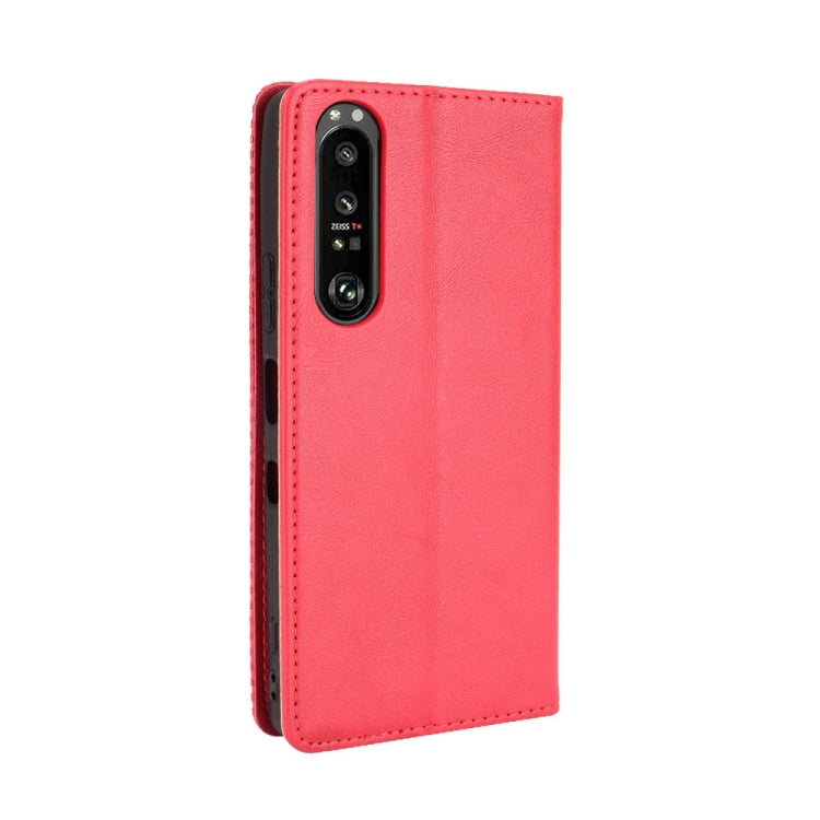 For Sony Xperia 1 III Magnetic Buckle Retro Crazy Horse Texture Horizontal Flip Leather Case with Holder & Card Slots & Photo Frame