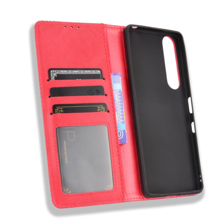 For Sony Xperia 1 III Magnetic Buckle Retro Crazy Horse Texture Horizontal Flip Leather Case with Holder & Card Slots & Photo Frame