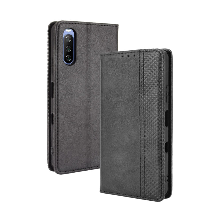 For Sony Xperia 10 III Magnetic Buckle Retro Crazy Horse Texture Horizontal Flip Leather Case with Holder & Card Slots & Photo Frame