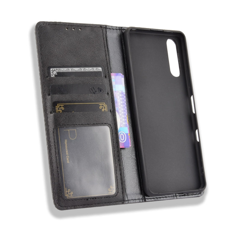 For Sony Xperia 10 III Magnetic Buckle Retro Crazy Horse Texture Horizontal Flip Leather Case with Holder & Card Slots & Photo Frame