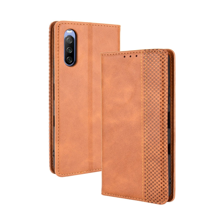 For Sony Xperia 10 III Magnetic Buckle Retro Crazy Horse Texture Horizontal Flip Leather Case with Holder & Card Slots & Photo Frame