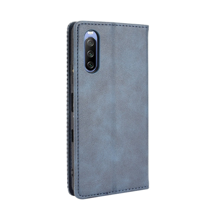 For Sony Xperia 10 III Magnetic Buckle Retro Crazy Horse Texture Horizontal Flip Leather Case with Holder & Card Slots & Photo Frame