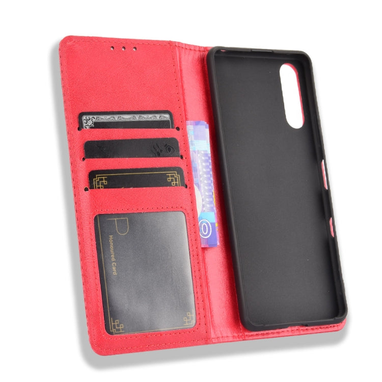 For Sony Xperia 10 III Magnetic Buckle Retro Crazy Horse Texture Horizontal Flip Leather Case with Holder & Card Slots & Photo Frame
