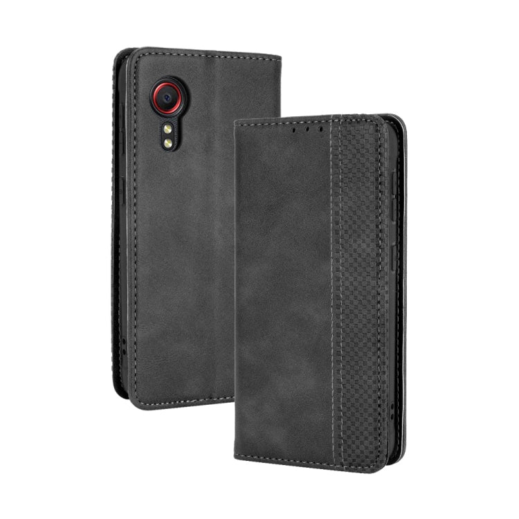 For Samsung Galaxy Xcover 5 Magnetic Buckle Retro Crazy Horse Texture Horizontal Flip Leather Case with Holder & Card Slots & Photo Frame