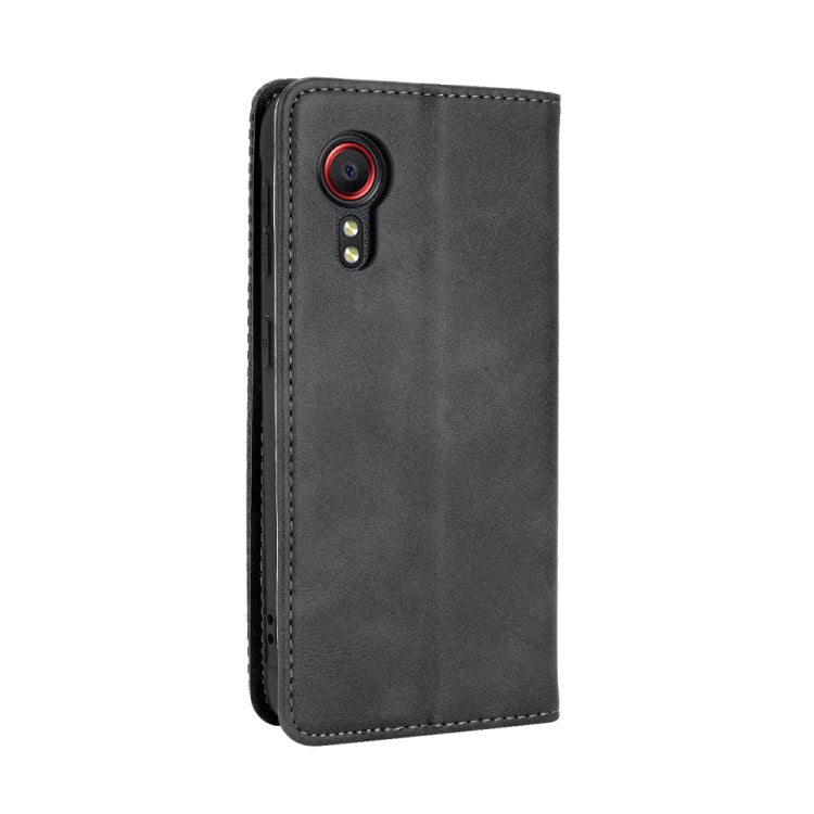 For Samsung Galaxy Xcover 5 Magnetic Buckle Retro Crazy Horse Texture Horizontal Flip Leather Case with Holder & Card Slots & Photo Frame