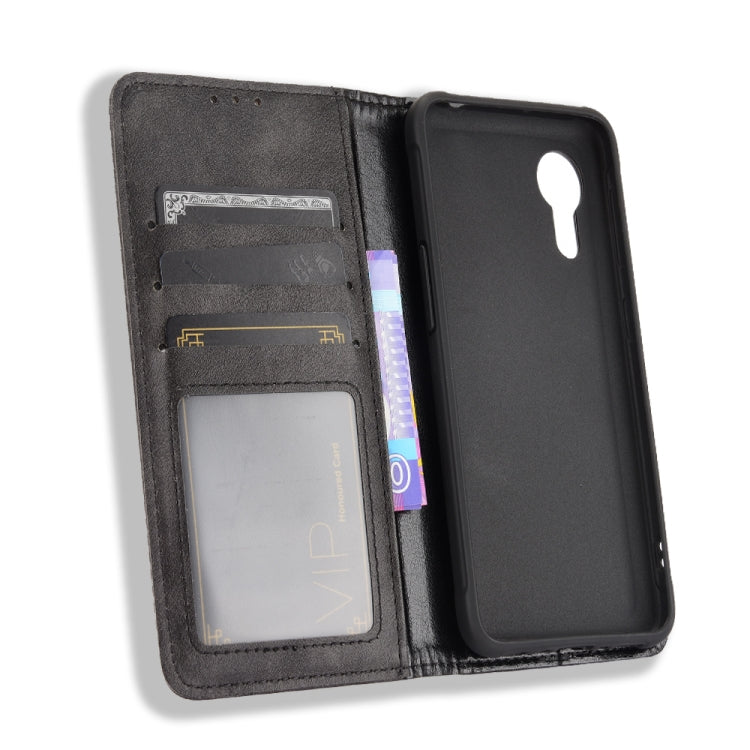 For Samsung Galaxy Xcover 5 Magnetic Buckle Retro Crazy Horse Texture Horizontal Flip Leather Case with Holder & Card Slots & Photo Frame