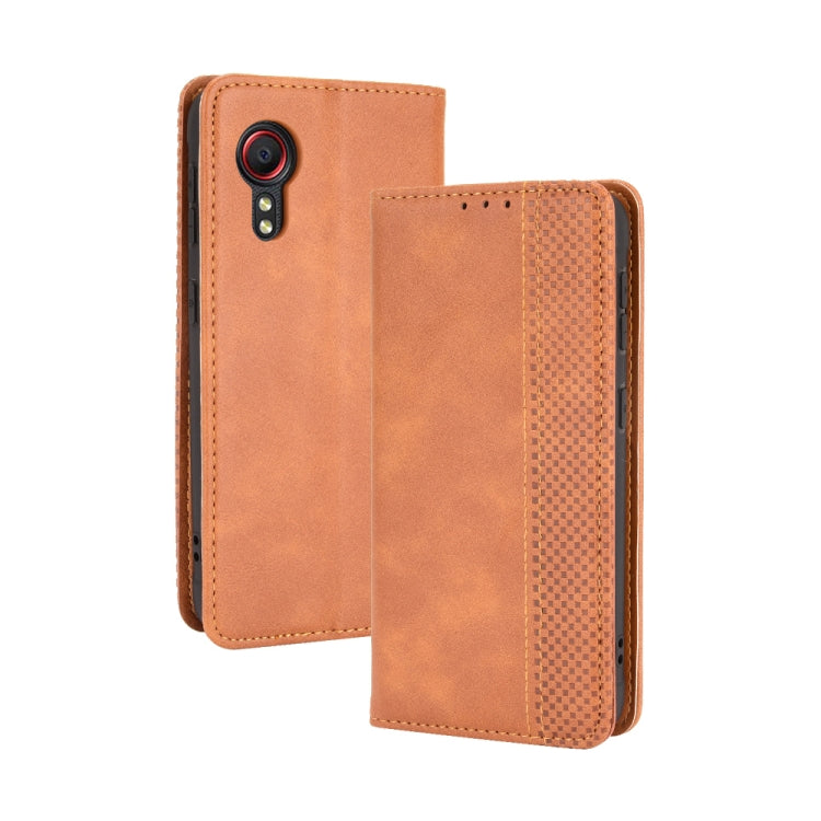 For Samsung Galaxy Xcover 5 Magnetic Buckle Retro Crazy Horse Texture Horizontal Flip Leather Case with Holder & Card Slots & Photo Frame