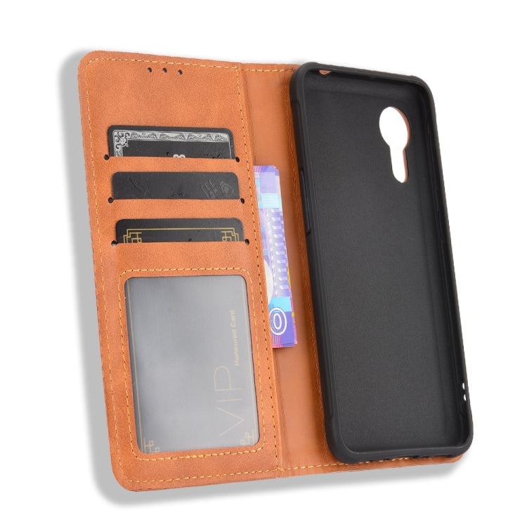 For Samsung Galaxy Xcover 5 Magnetic Buckle Retro Crazy Horse Texture Horizontal Flip Leather Case with Holder & Card Slots & Photo Frame