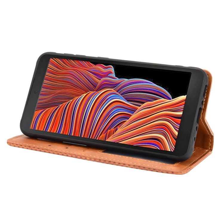 For Samsung Galaxy Xcover 5 Magnetic Buckle Retro Crazy Horse Texture Horizontal Flip Leather Case with Holder & Card Slots & Photo Frame