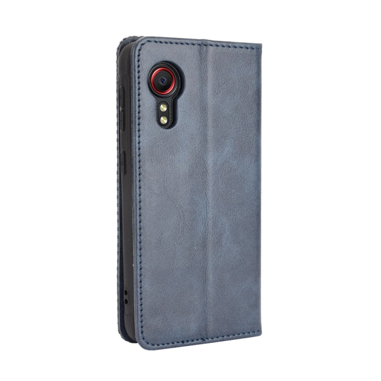 For Samsung Galaxy Xcover 5 Magnetic Buckle Retro Crazy Horse Texture Horizontal Flip Leather Case with Holder & Card Slots & Photo Frame