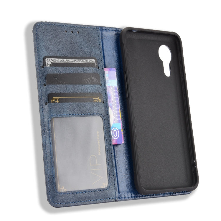 For Samsung Galaxy Xcover 5 Magnetic Buckle Retro Crazy Horse Texture Horizontal Flip Leather Case with Holder & Card Slots & Photo Frame