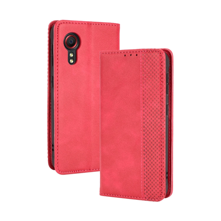 For Samsung Galaxy Xcover 5 Magnetic Buckle Retro Crazy Horse Texture Horizontal Flip Leather Case with Holder & Card Slots & Photo Frame