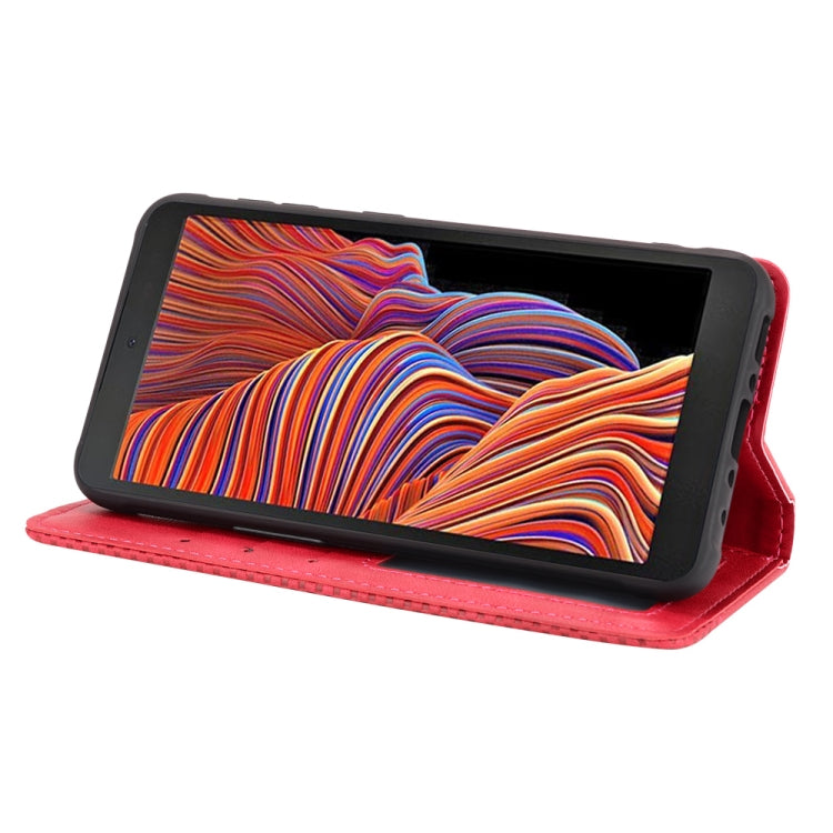 For Samsung Galaxy Xcover 5 Magnetic Buckle Retro Crazy Horse Texture Horizontal Flip Leather Case with Holder & Card Slots & Photo Frame