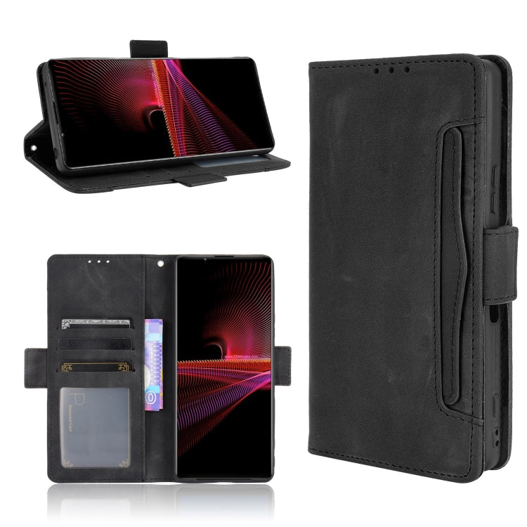 For Sony Xperia 1 III Skin Feel Calf Pattern Horizontal Flip Leather Case with Holder & Card Slots & Photo Frame