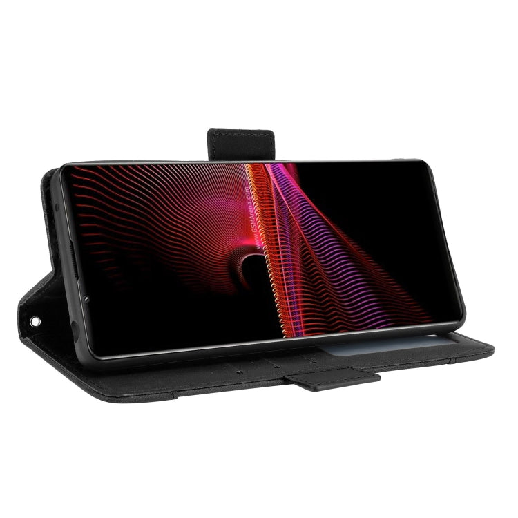 For Sony Xperia 1 III Skin Feel Calf Pattern Horizontal Flip Leather Case with Holder & Card Slots & Photo Frame
