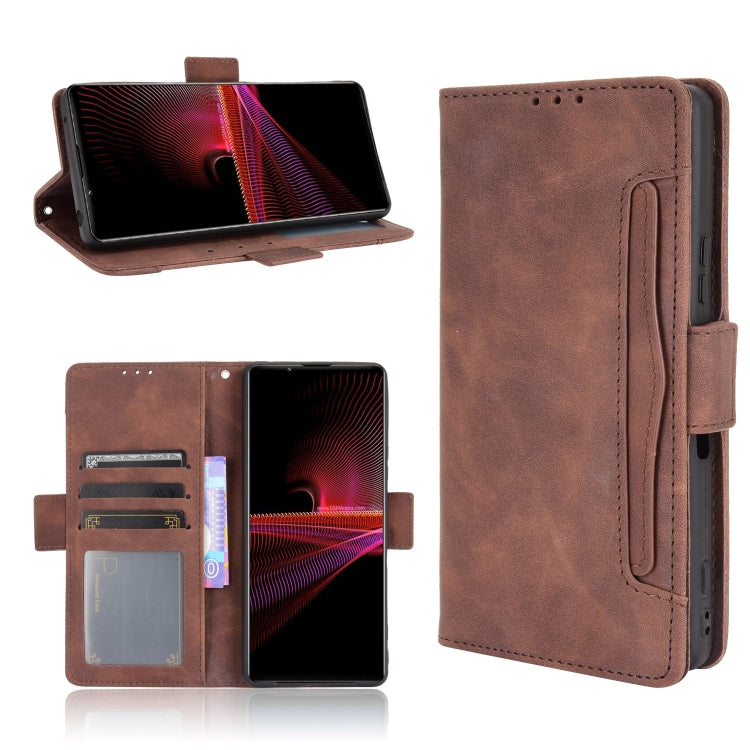 For Sony Xperia 1 III Skin Feel Calf Pattern Horizontal Flip Leather Case with Holder & Card Slots & Photo Frame
