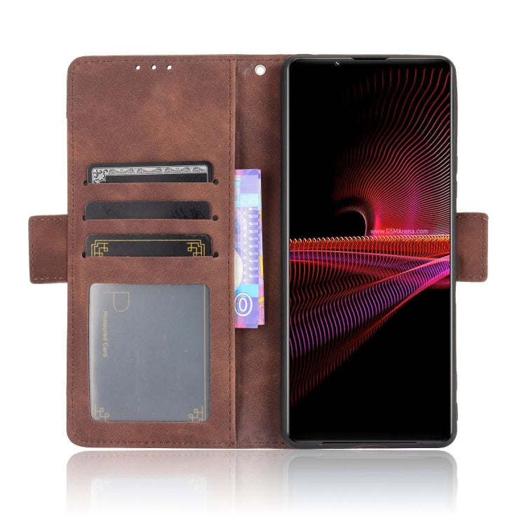 For Sony Xperia 1 III Skin Feel Calf Pattern Horizontal Flip Leather Case with Holder & Card Slots & Photo Frame