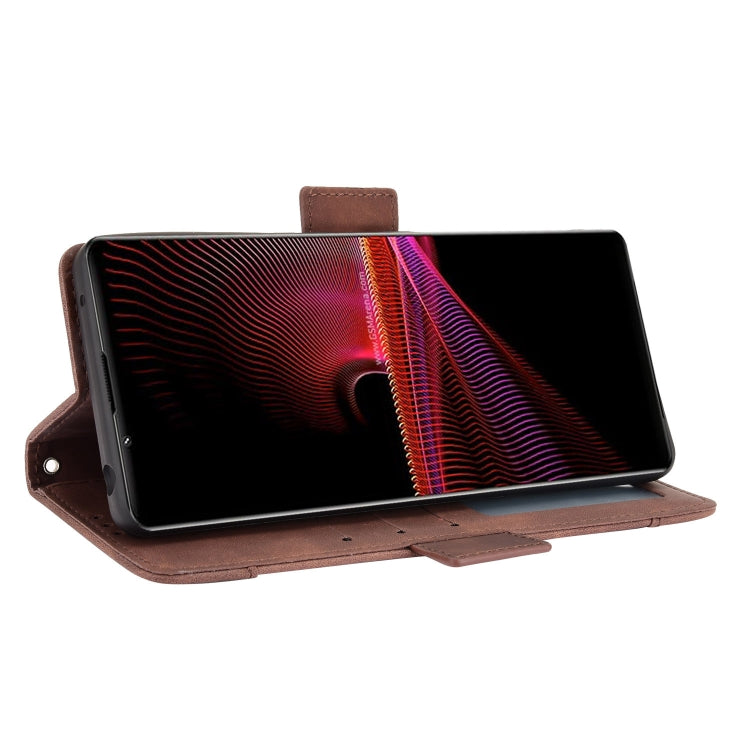 For Sony Xperia 1 III Skin Feel Calf Pattern Horizontal Flip Leather Case with Holder & Card Slots & Photo Frame
