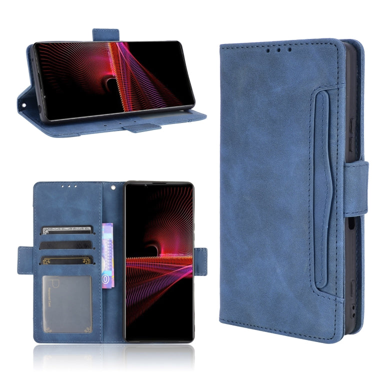 For Sony Xperia 1 III Skin Feel Calf Pattern Horizontal Flip Leather Case with Holder & Card Slots & Photo Frame