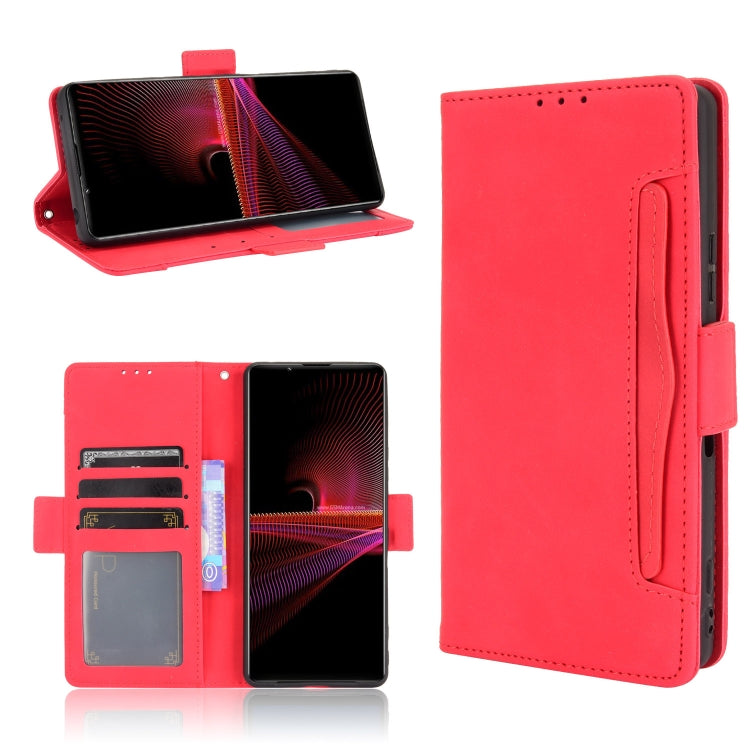 For Sony Xperia 1 III Skin Feel Calf Pattern Horizontal Flip Leather Case with Holder & Card Slots & Photo Frame