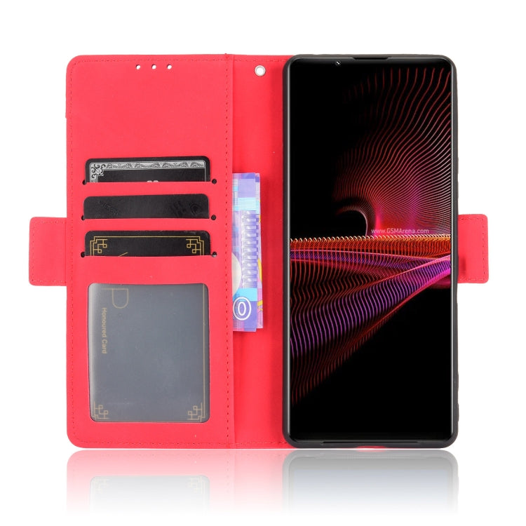 For Sony Xperia 1 III Skin Feel Calf Pattern Horizontal Flip Leather Case with Holder & Card Slots & Photo Frame