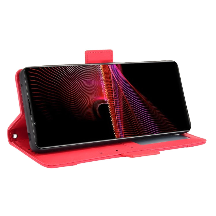 For Sony Xperia 1 III Skin Feel Calf Pattern Horizontal Flip Leather Case with Holder & Card Slots & Photo Frame