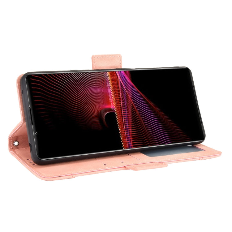 For Sony Xperia 1 III Skin Feel Calf Pattern Horizontal Flip Leather Case with Holder & Card Slots & Photo Frame
