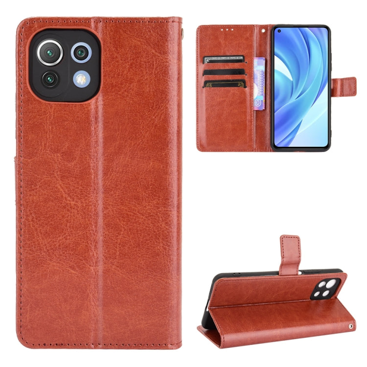 For Xiaomi Mi 11 Lite 4G Retro Crazy Horse Texture Horizontal Flip Leather Case with Holder & Card Slots & Photo Frame