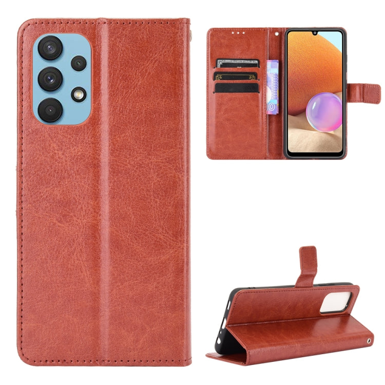 For Samsung Galaxy A32 4G(EU Version) Retro Crazy Horse Texture Horizontal Flip Leather Case with Holder & Card Slots & Photo Frame
