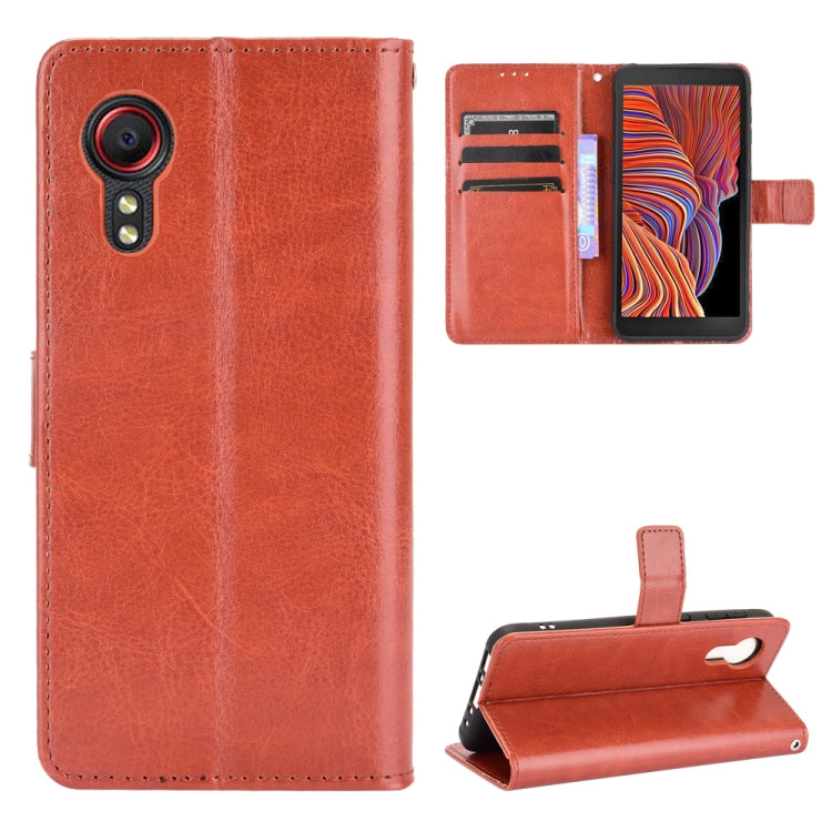 For Samsung Galaxy Xcover 5 Retro Crazy Horse Texture Horizontal Flip Leather Case with Holder & Card Slots & Photo Frame