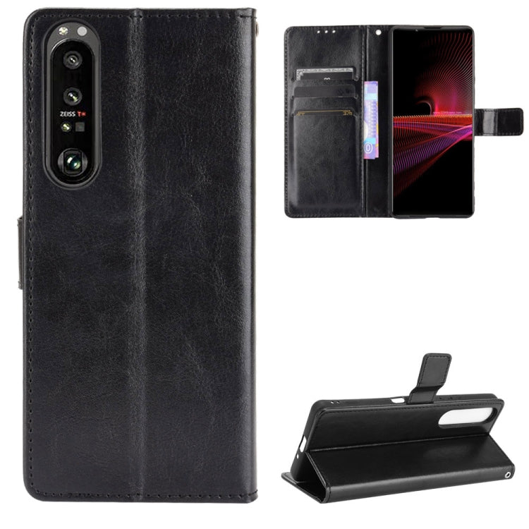 For Sony Xperia 1 III Retro Crazy Horse Texture Horizontal Flip Leather Case with Holder & Card Slots & Photo Frame