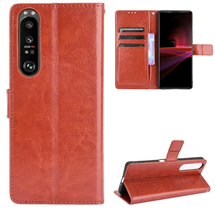 For Sony Xperia 1 III Retro Crazy Horse Texture Horizontal Flip Leather Case with Holder & Card Slots & Photo Frame