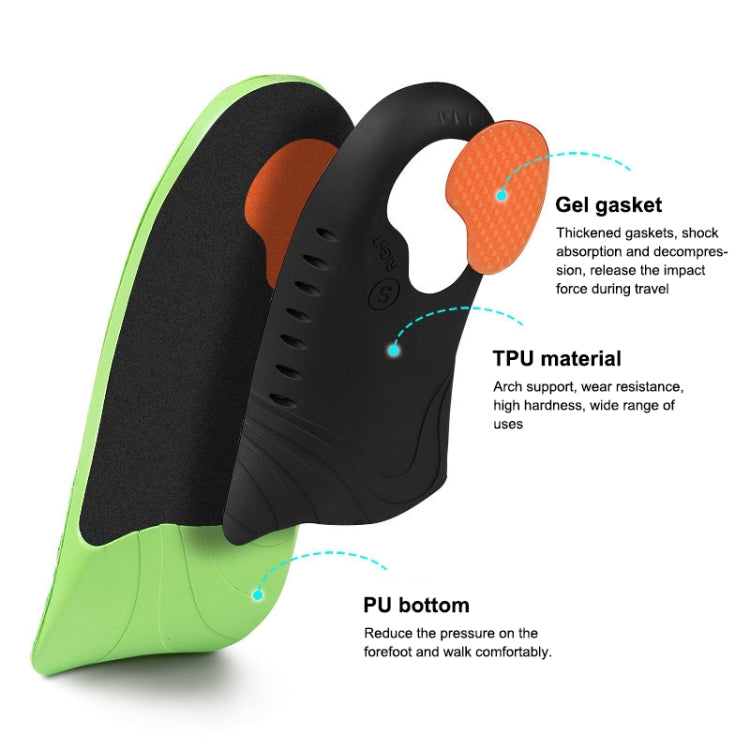 1 Pair 068 Sports Shockproof Massage Arch Of Foot Flatfoot Support Half Insole Shoe-pad, Size:XL (275-285mm)(Green Orange)