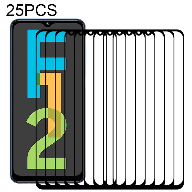 For Samsung Galaxy F12 25 PCS Full Glue Full Screen Tempered Glass Film