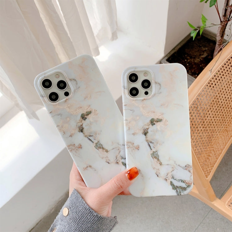 For iPhone 12 / 12 Pro White Gilding Marble Double-sided Coated Protective Case