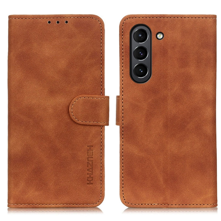 For Samsung Galaxy S21 FE KHAZNEH Retro Texture PU + TPU Horizontal Flip Leather Case with Holder & Card Slots & Wallet