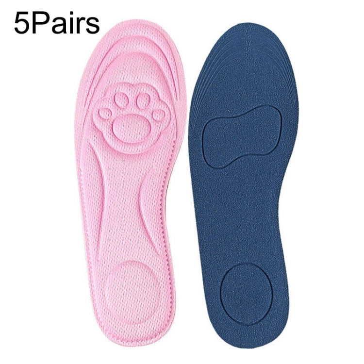 5 Pairs 082 Soft Breathable Shockproof Massage Cat Paw Sports Full Insole Shoe-pad, Size: 225-250mm